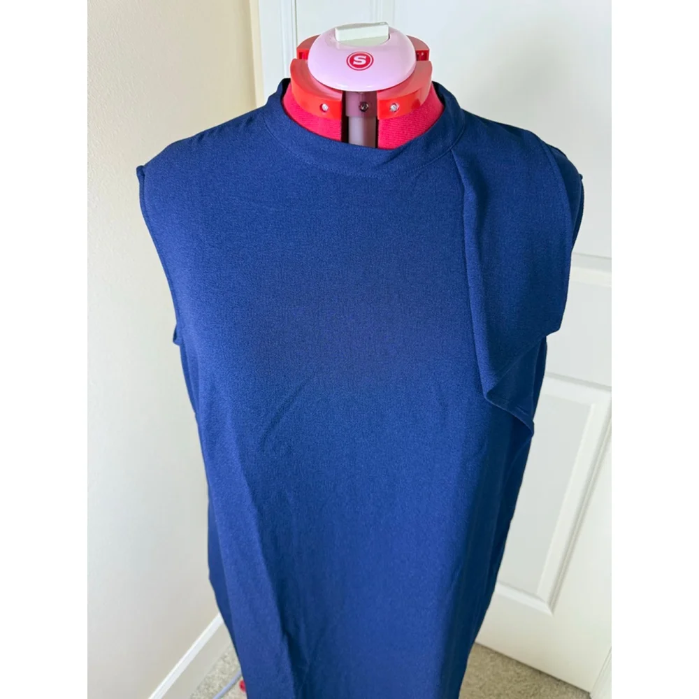 Women's London Times Woman Navy Sleeveless Mock Neck Dress Plus Size 16W - Picture 3 of 11